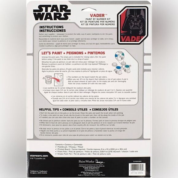 Darth Vader Star Wars Paint by Number Kit 9" x 12", - Picture 2 of 7